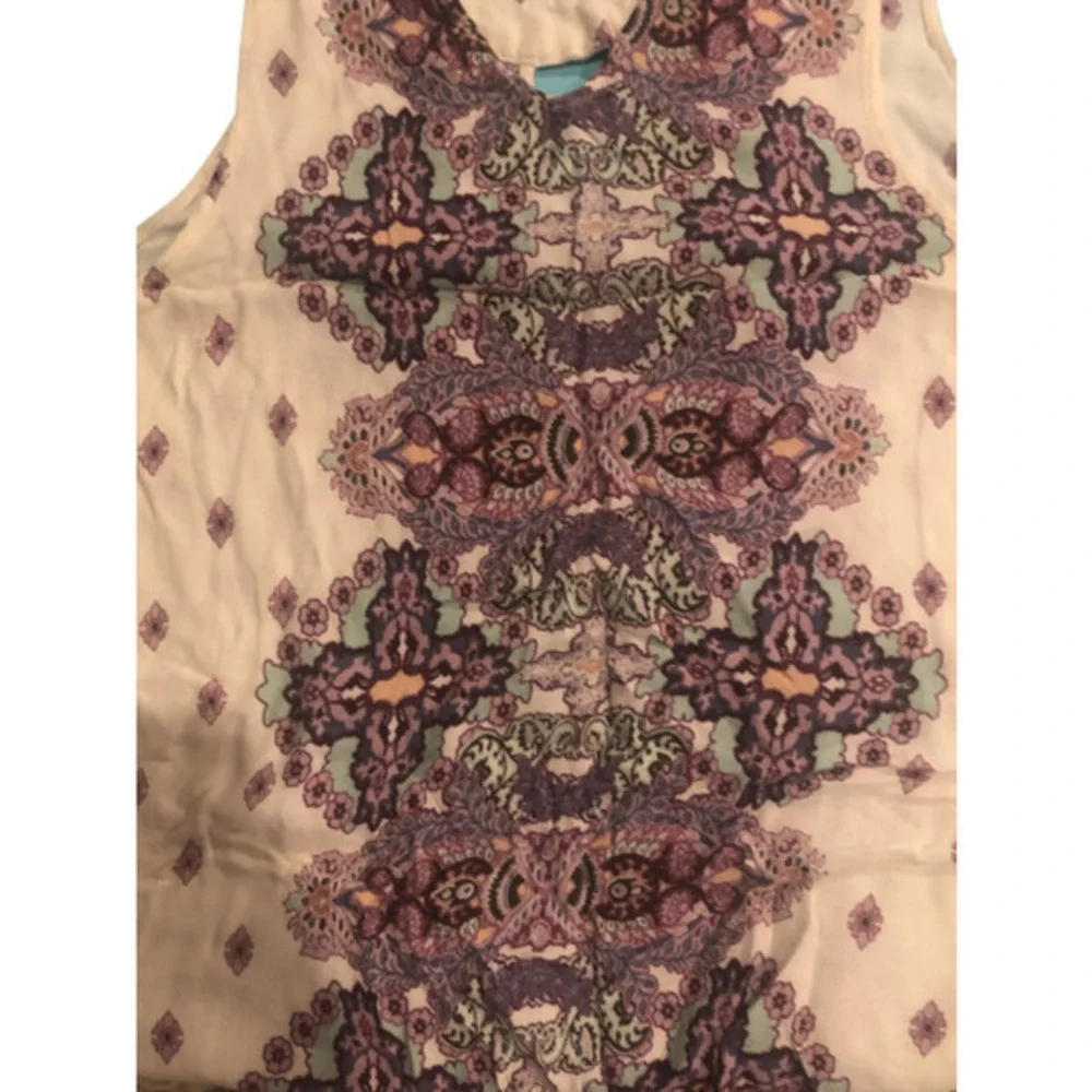 TAYLOR & SAGE High-Neck Keyhole Woven Tank Boho Festival Print Sleeveless - Picture 10 of 10